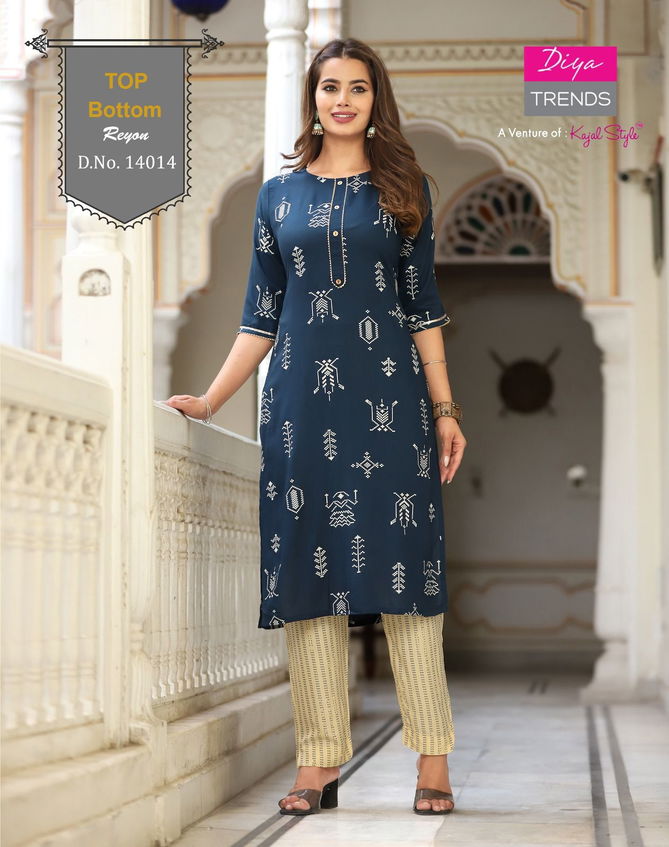 Four Piece By Diya Trends Embroidery Kurti With Bottom Catalog
